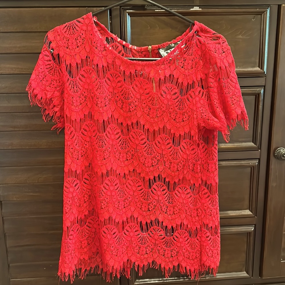 Red floral shirt
